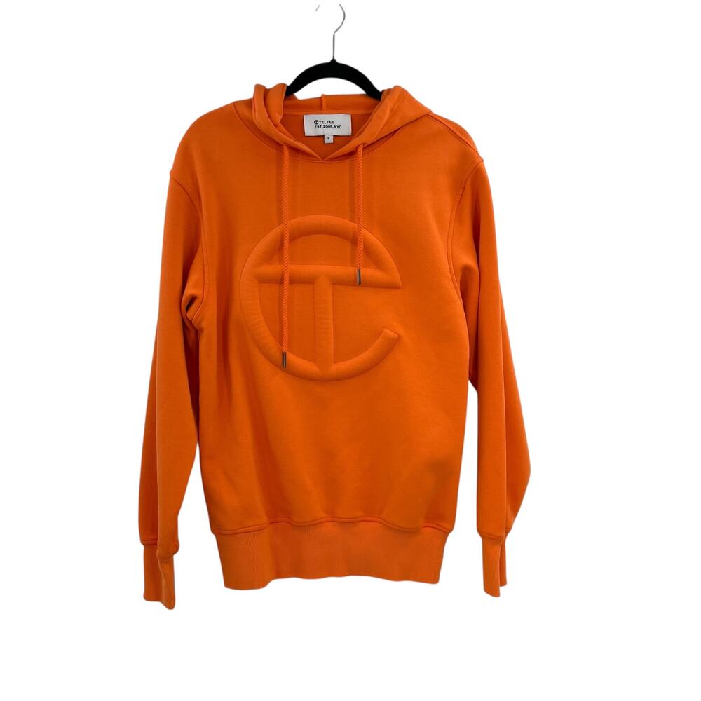 Telfar Embossed Hoodie Sweatshirt Logo Unisex Orange Size Small‎